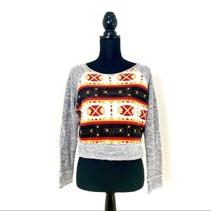 Anthropologie Dolan Tribal Aztec Crop Sweatshirt
